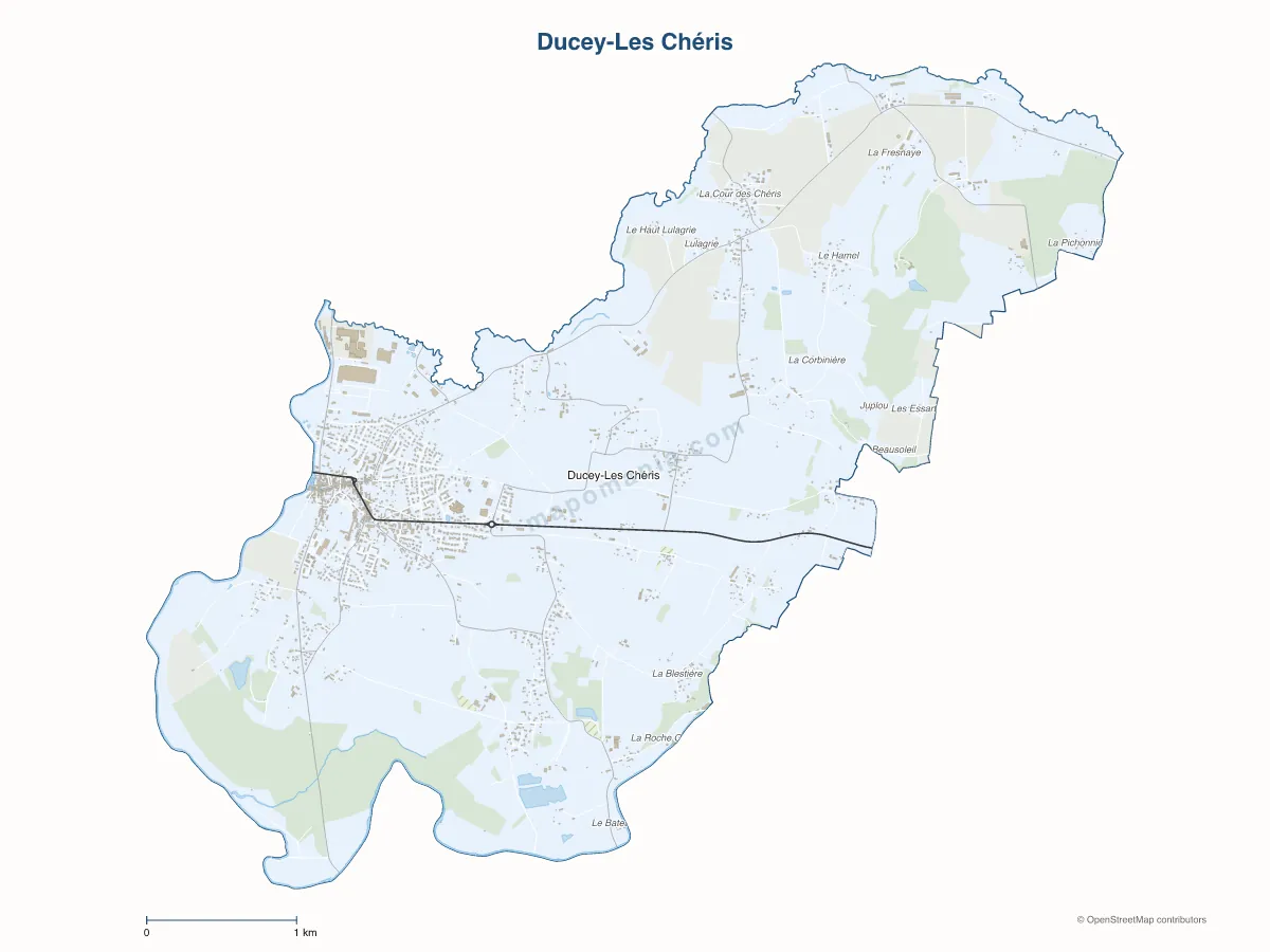 Carte de Ducey-Les Chéris à personnaliser