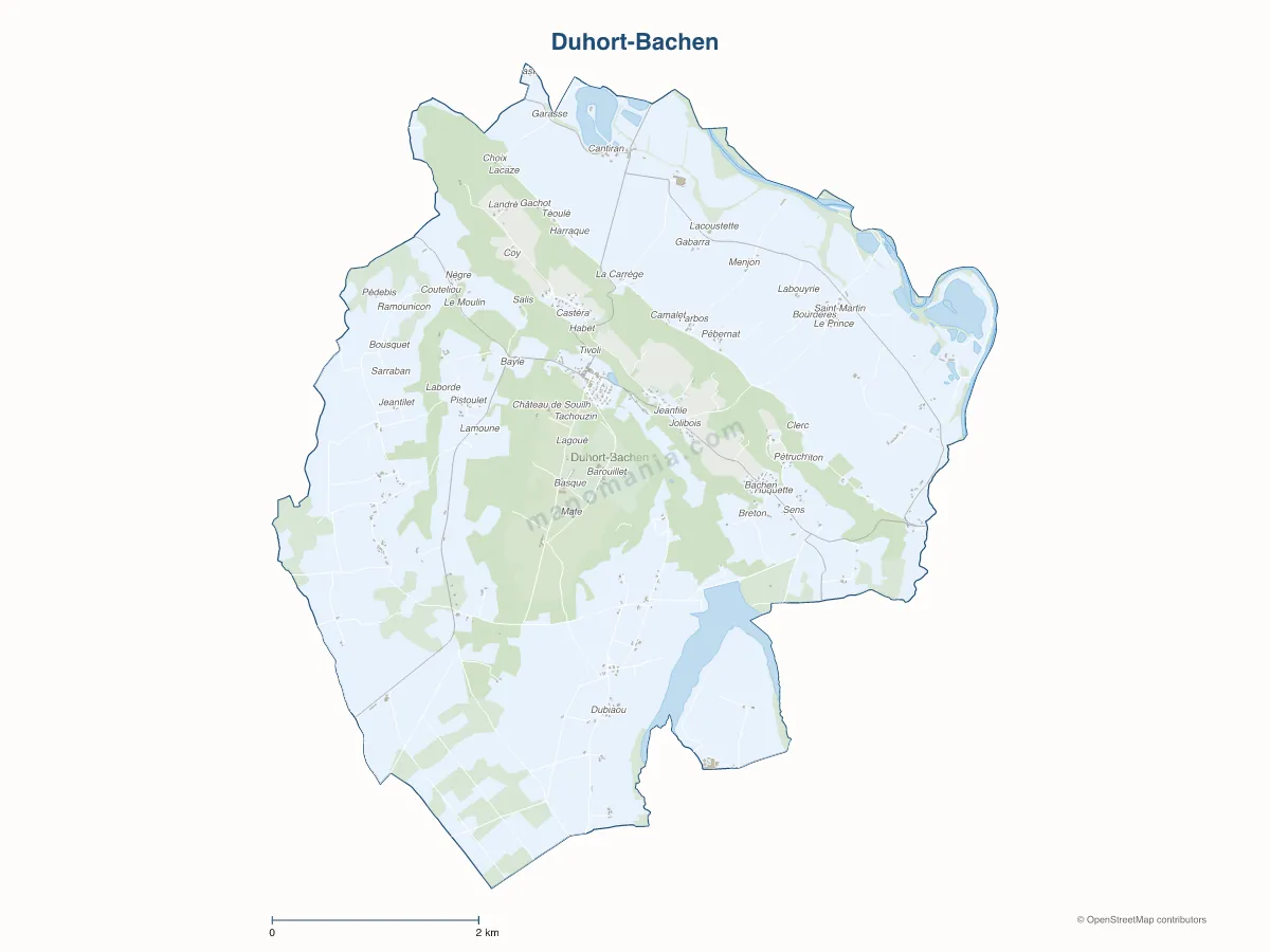 Carte de Duhort-Bachen à personnaliser
