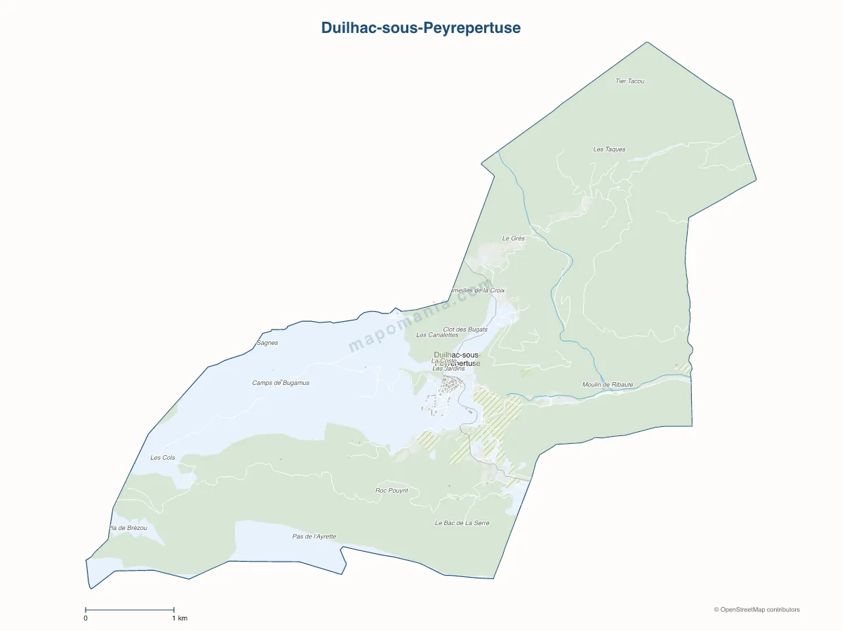 Carte de Duilhac-sous-Peyrepertuse à personnaliser