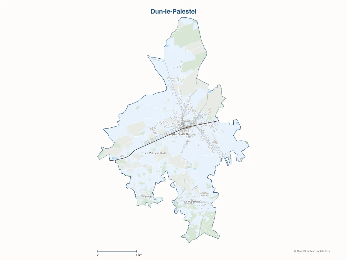 Carte de Dun-le-Palestel à personnaliser