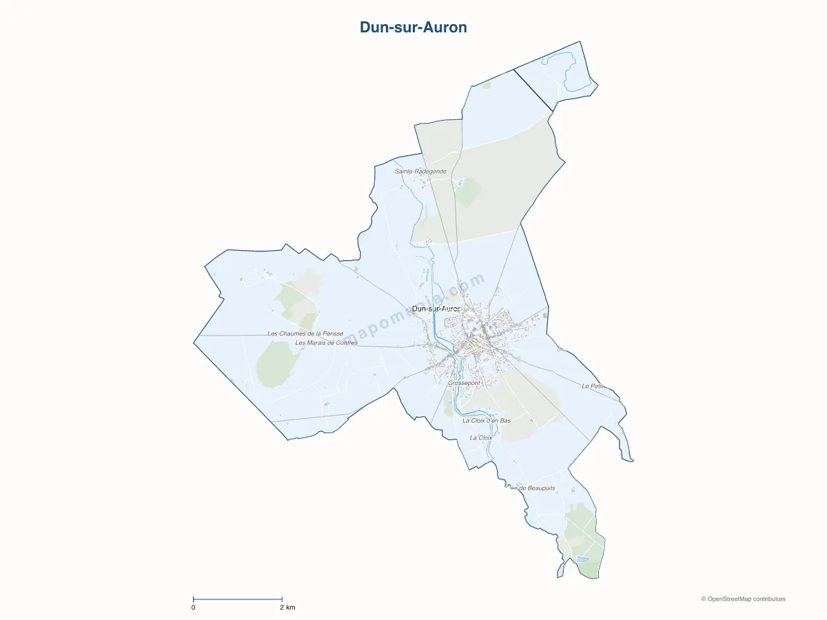 Carte de Dun-sur-Auron à personnaliser