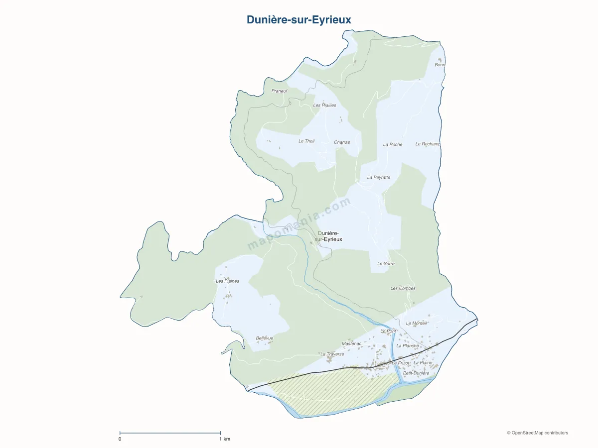 Carte de Dunière-sur-Eyrieux à personnaliser