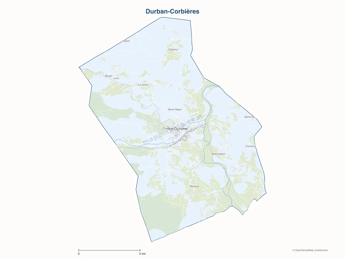 Carte de Durban-Corbières à personnaliser