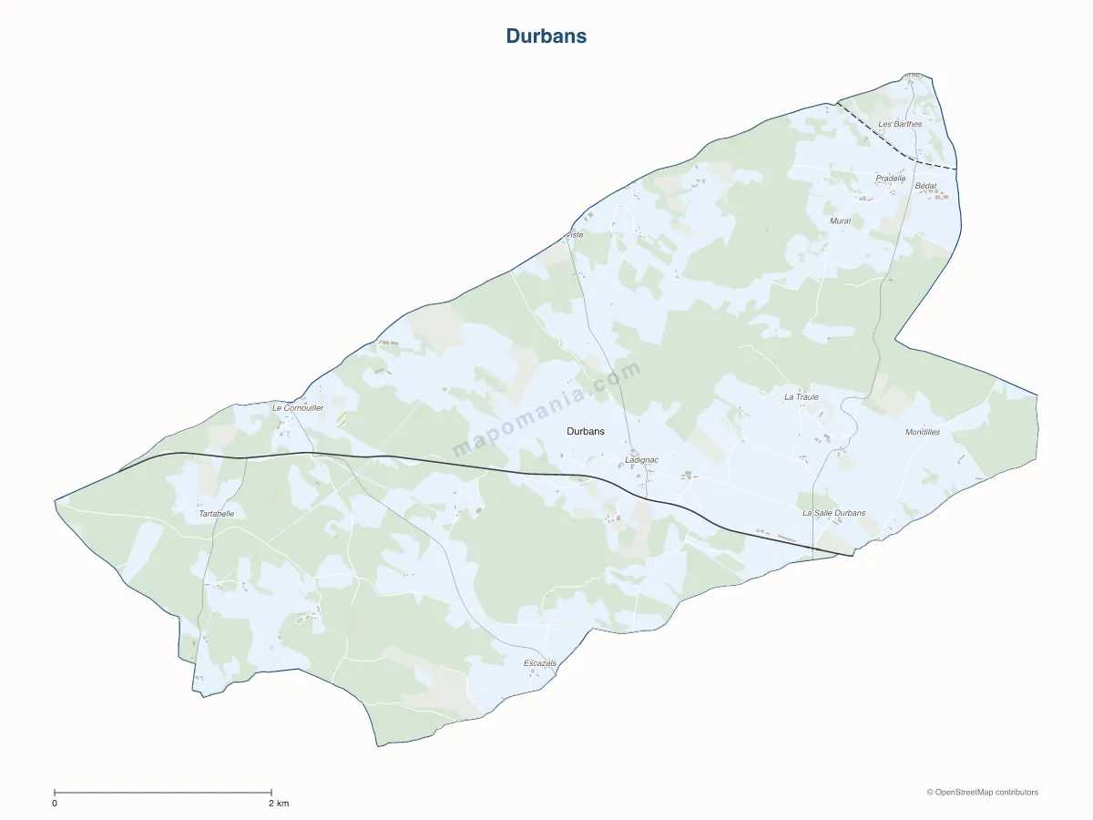 Carte de Durbans à personnaliser