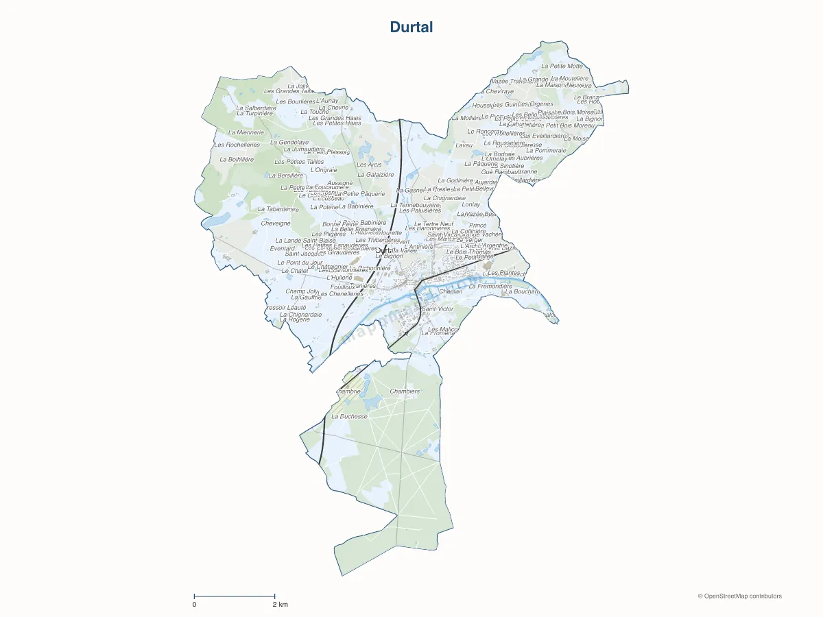 Carte de Durtal à personnaliser