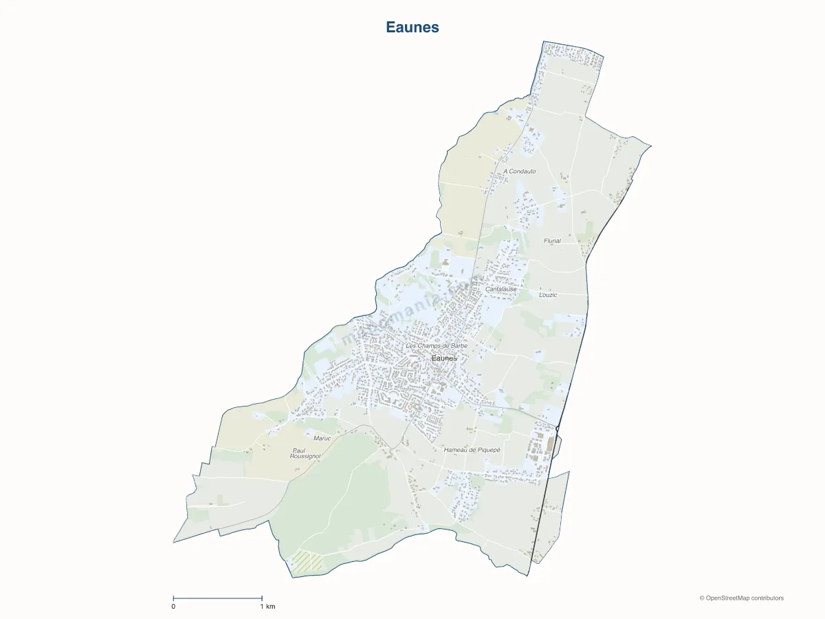 Carte de Eaunes à personnaliser