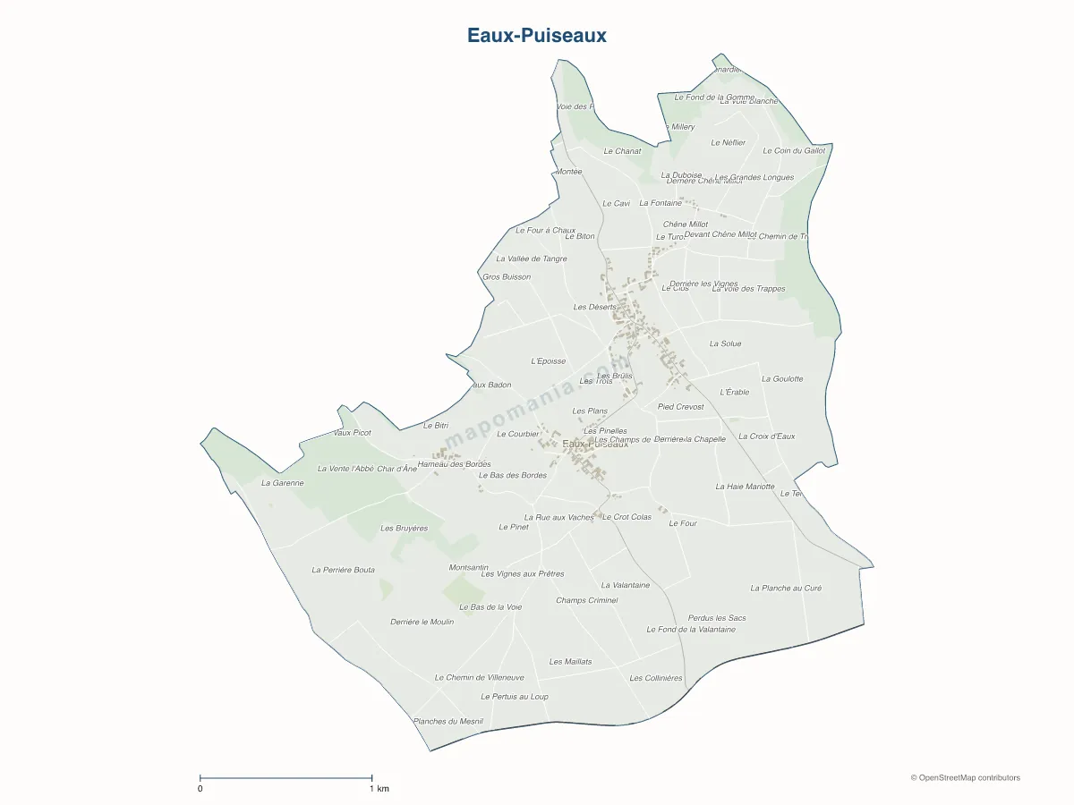 Carte de Eaux-Puiseaux à personnaliser