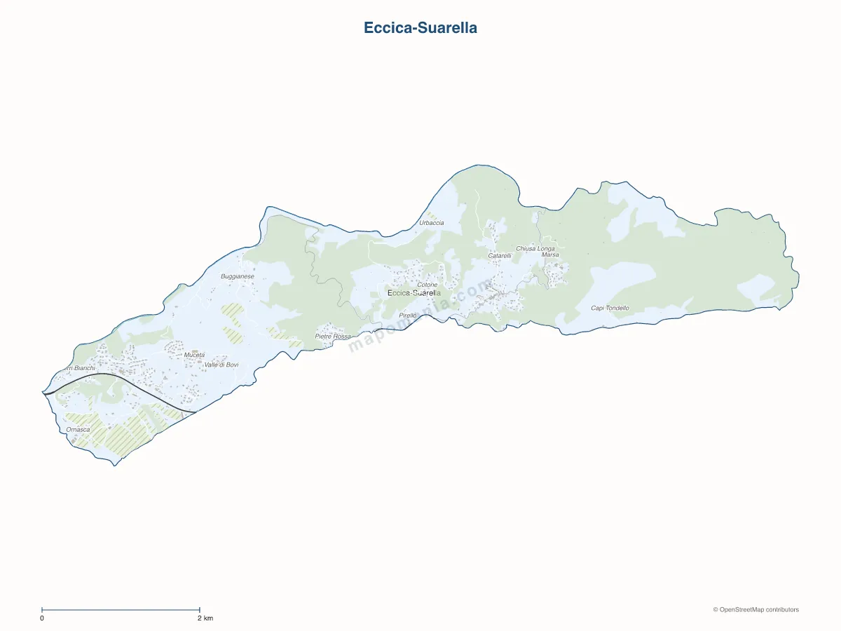 Carte de Eccica-Suarella à personnaliser