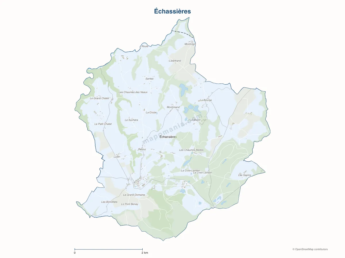 Carte de Échassières à personnaliser