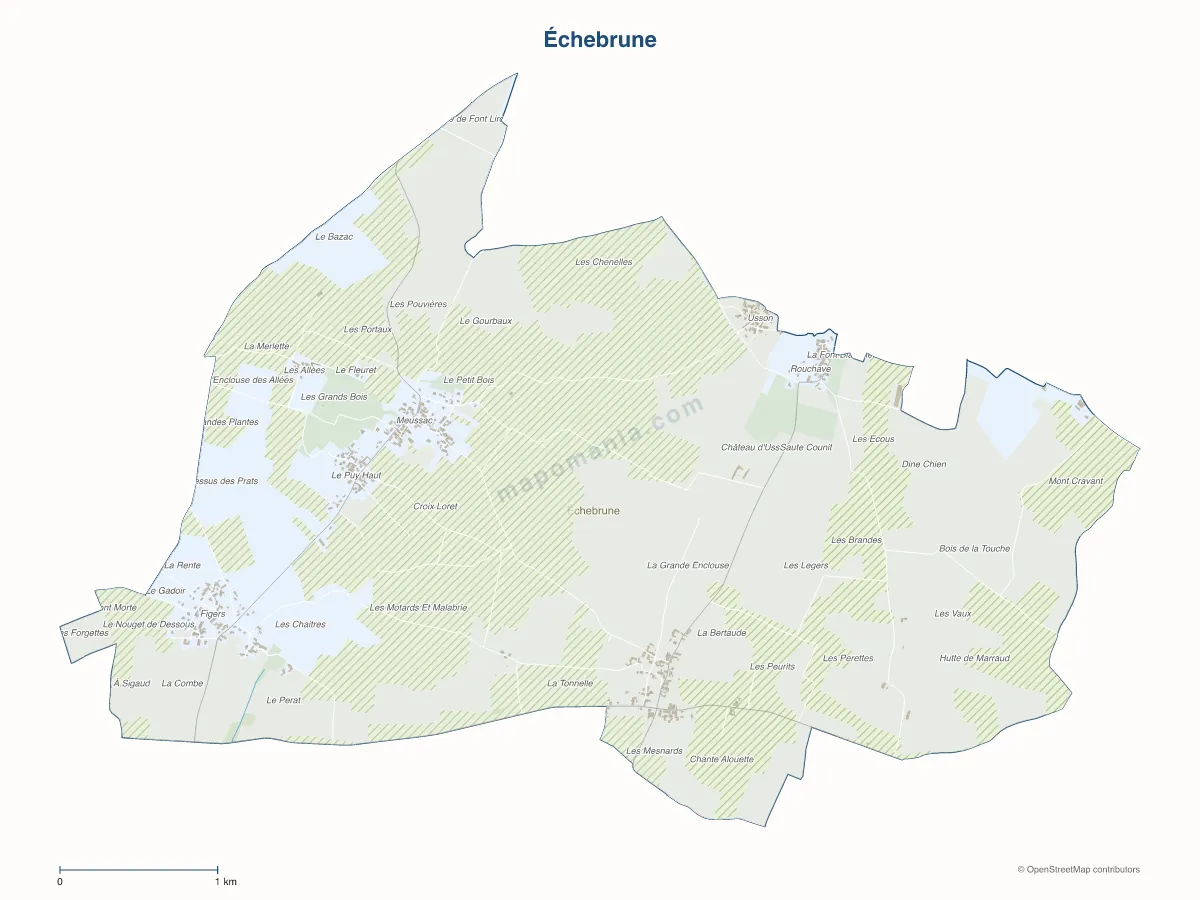 Carte de Échebrune à personnaliser