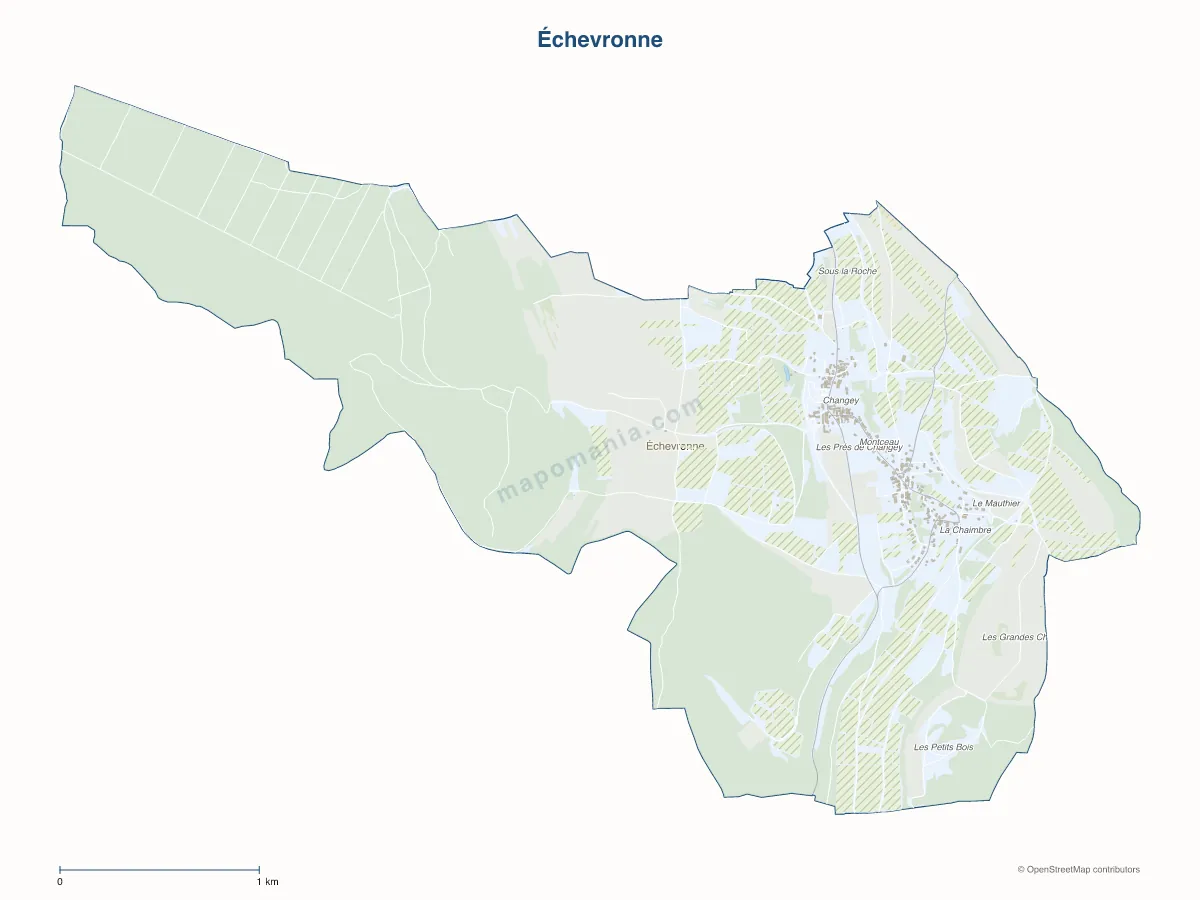 Carte de Échevronne à personnaliser