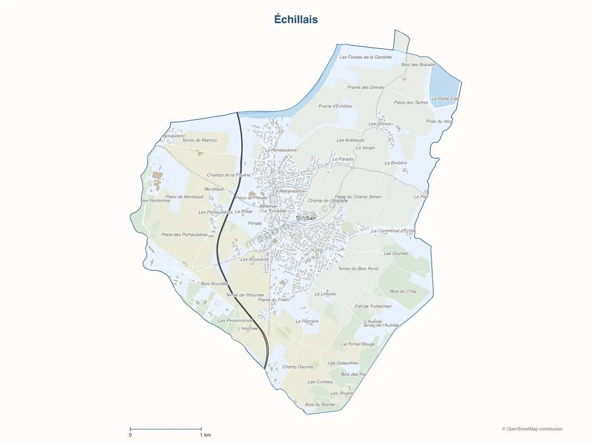 Carte de Échillais à personnaliser