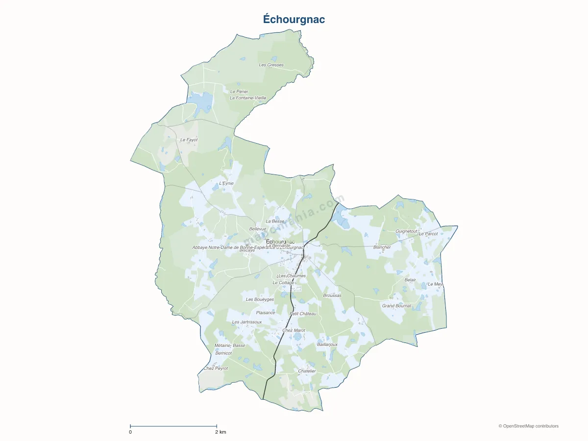 Carte de Échourgnac à personnaliser