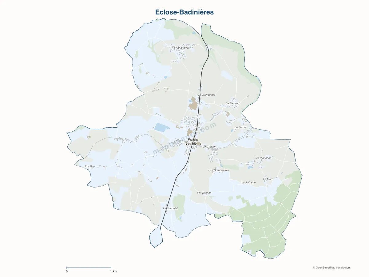 Carte de Eclose-Badinières à personnaliser