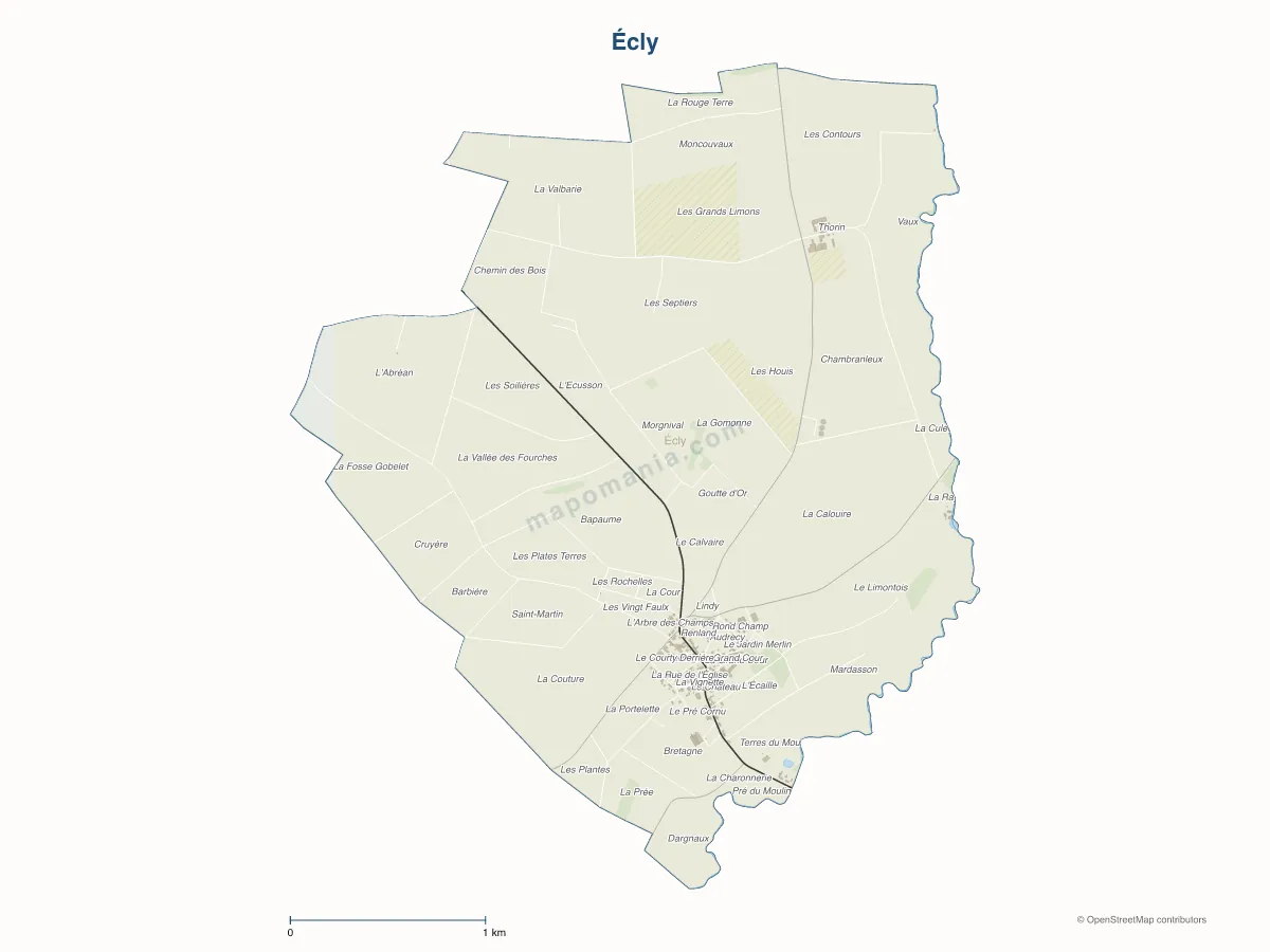 Carte de Écly à personnaliser