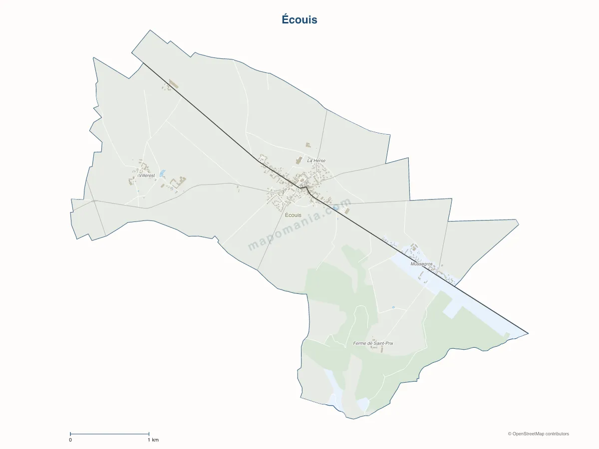 Carte de Écouis à personnaliser