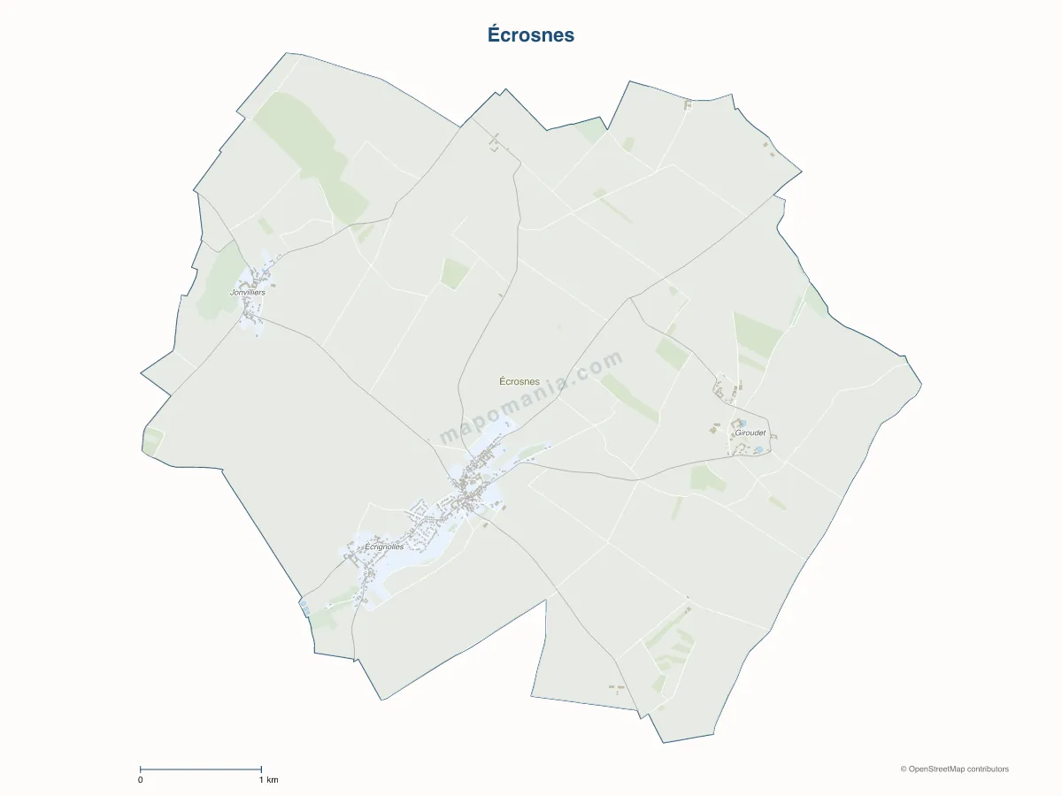 Carte de Écrosnes à personnaliser