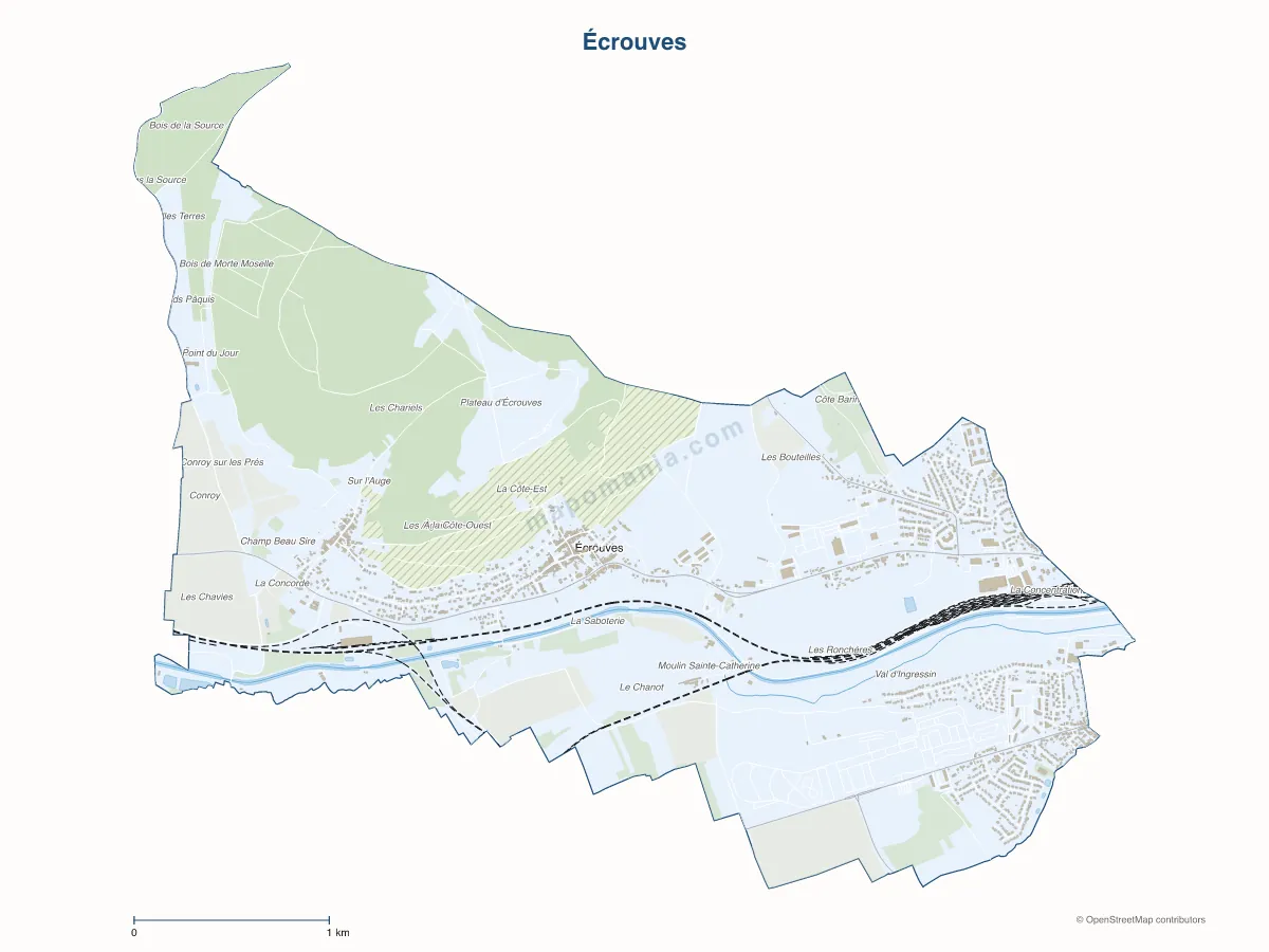 Carte de Écrouves à personnaliser