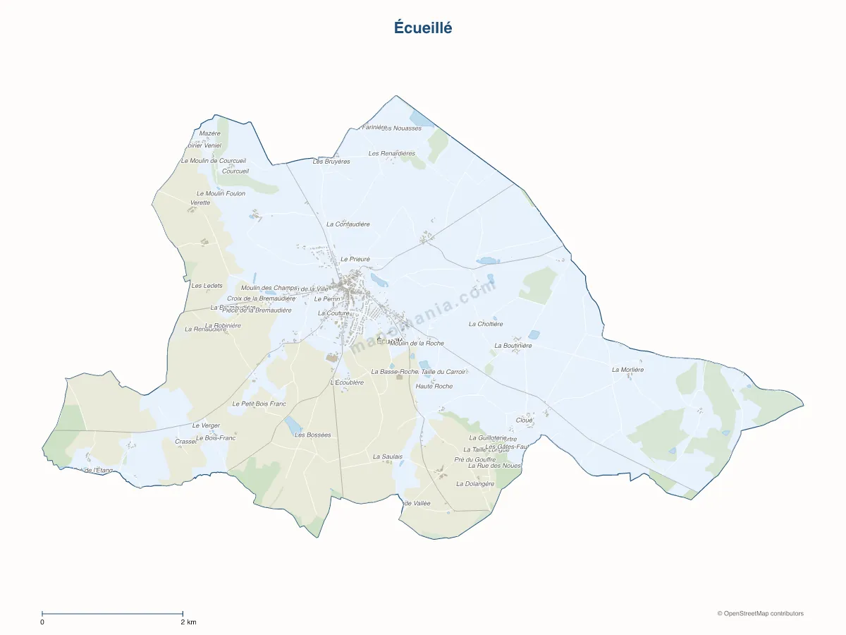 Carte de Écueillé à personnaliser