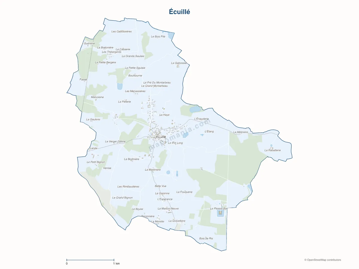 Carte de Écuillé à personnaliser