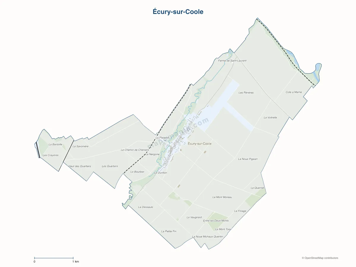 Carte de Écury-sur-Coole à personnaliser