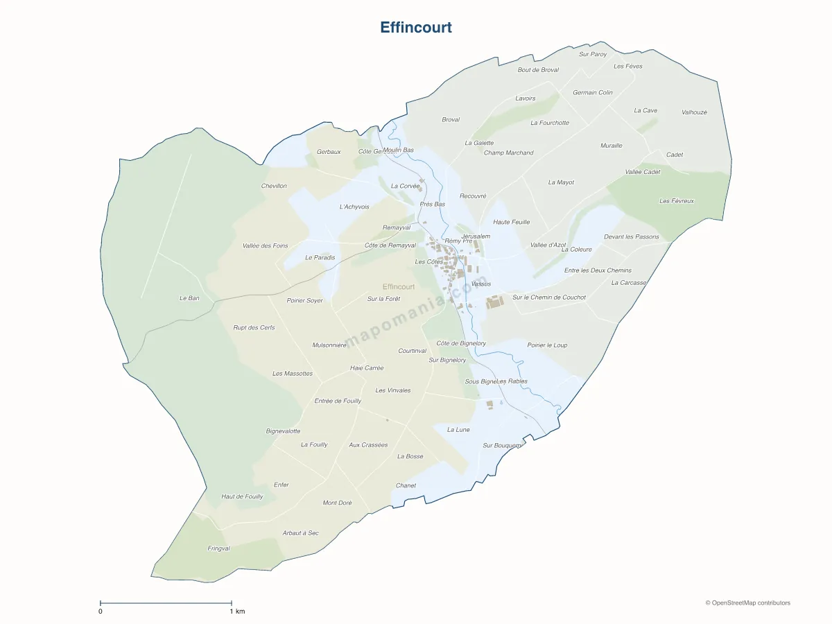 Carte de Effincourt à personnaliser