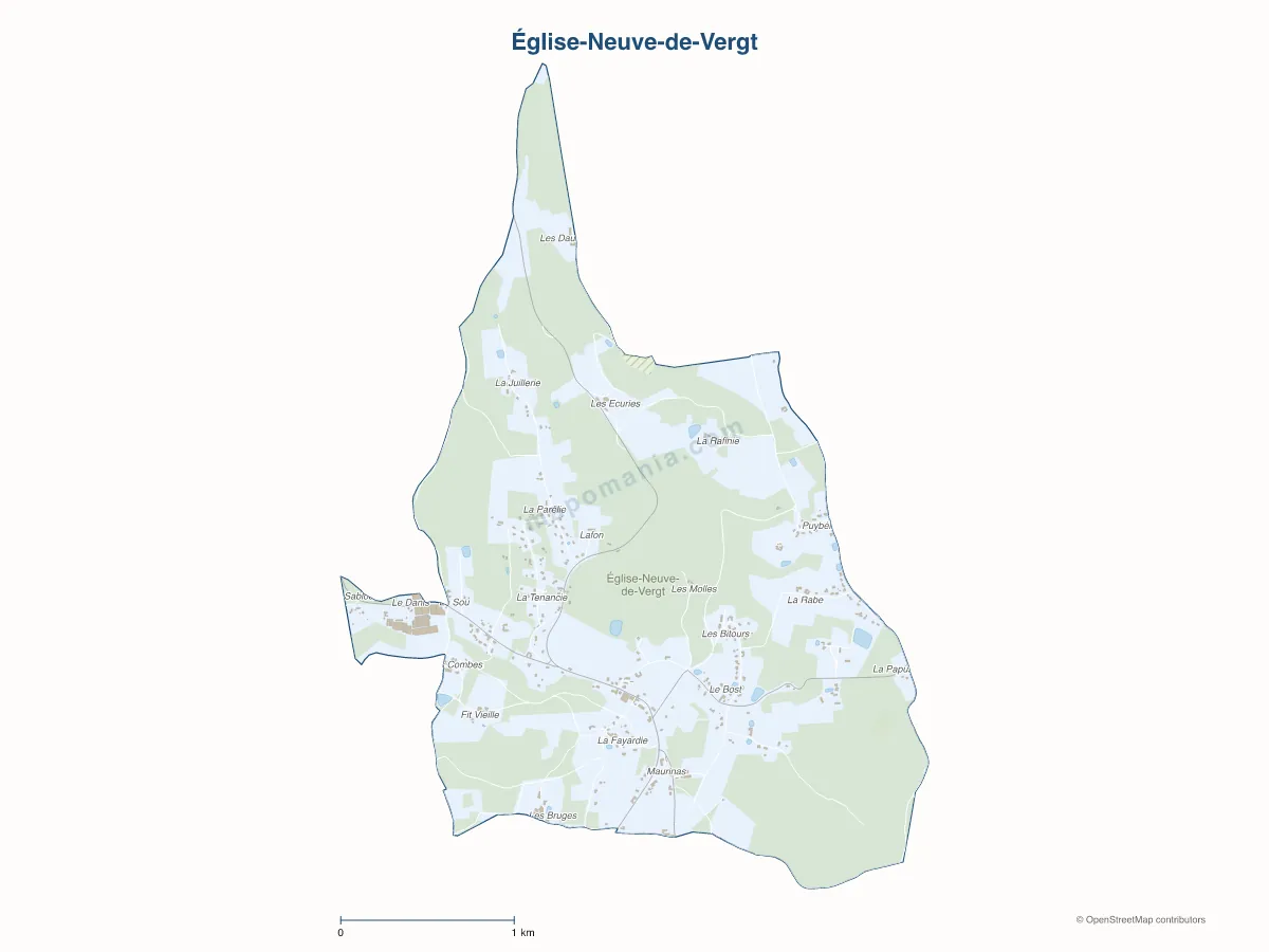 Carte de Église-Neuve-de-Vergt à personnaliser