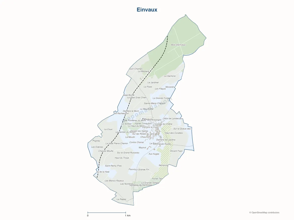 Carte de Einvaux à personnaliser