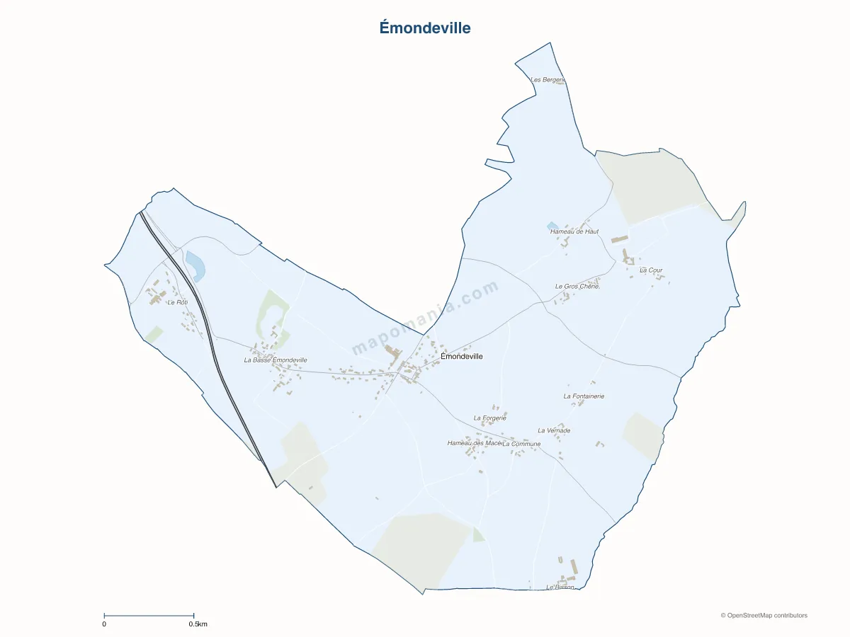 Carte de Émondeville à personnaliser