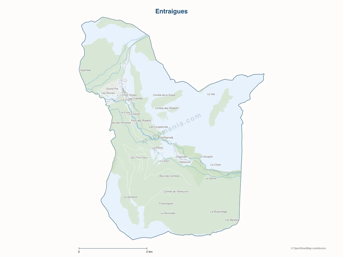 Carte de Entraigues à personnaliser