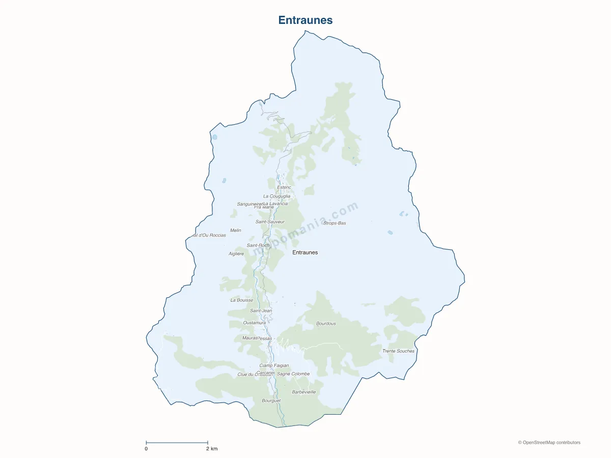 Carte de Entraunes à personnaliser