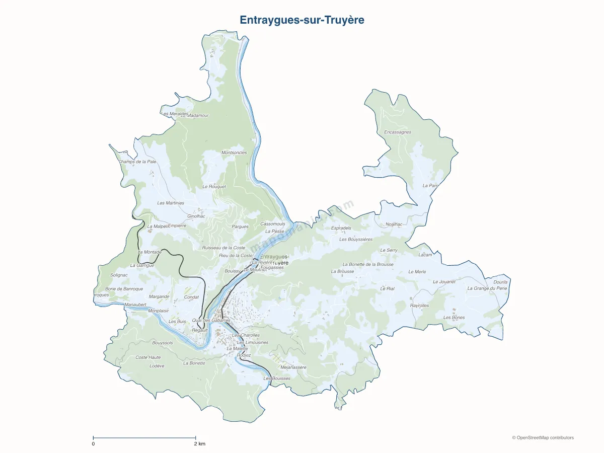 Carte de Entraygues-sur-Truyère à personnaliser