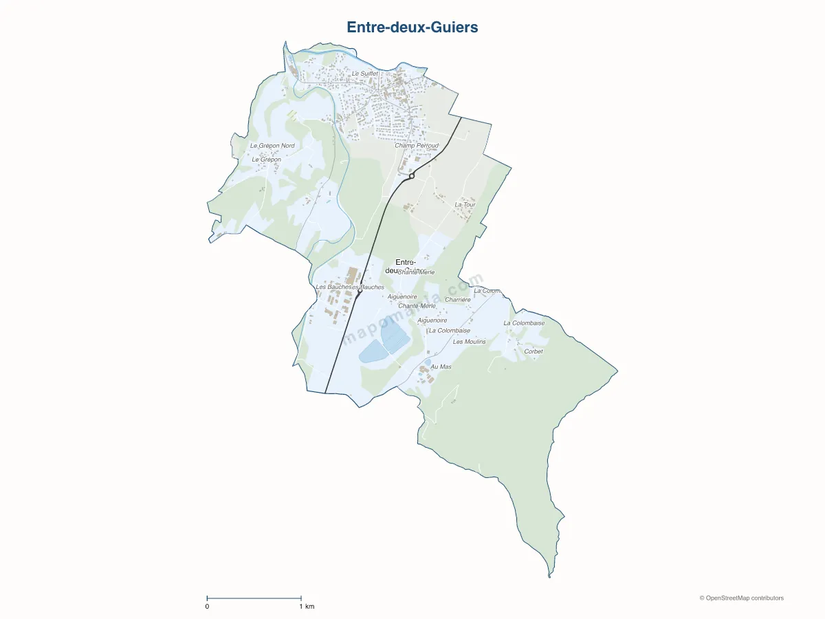 Carte de Entre-deux-Guiers à personnaliser