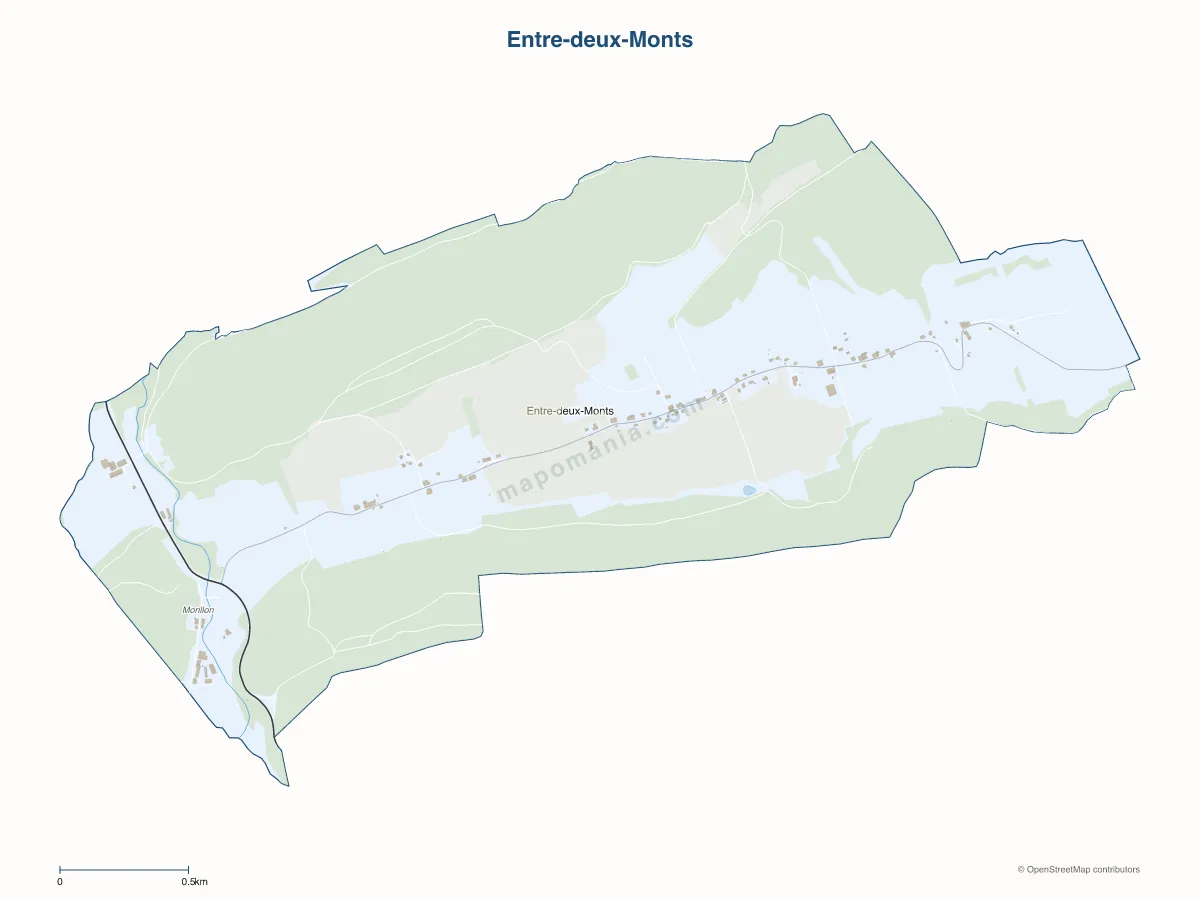 Carte de Entre-deux-Monts à personnaliser