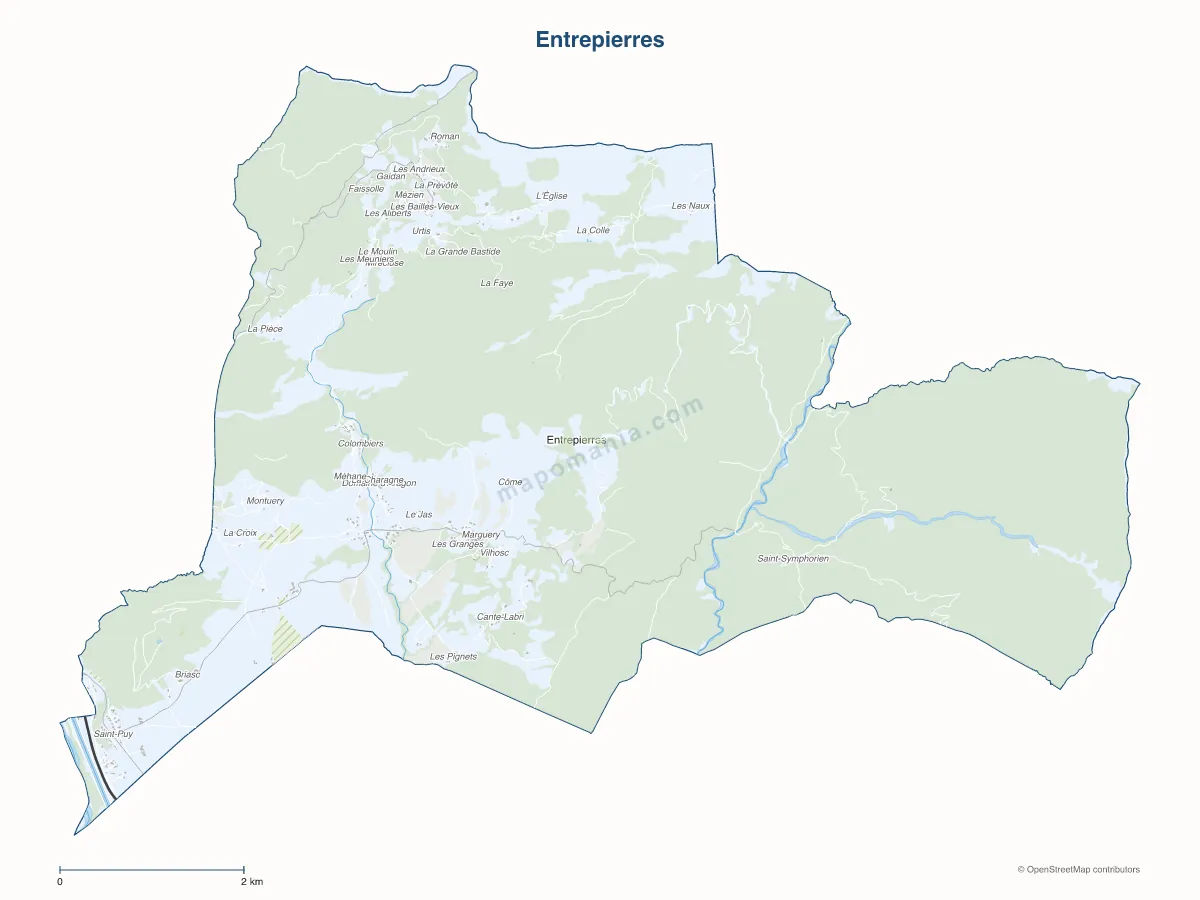Carte de Entrepierres à personnaliser