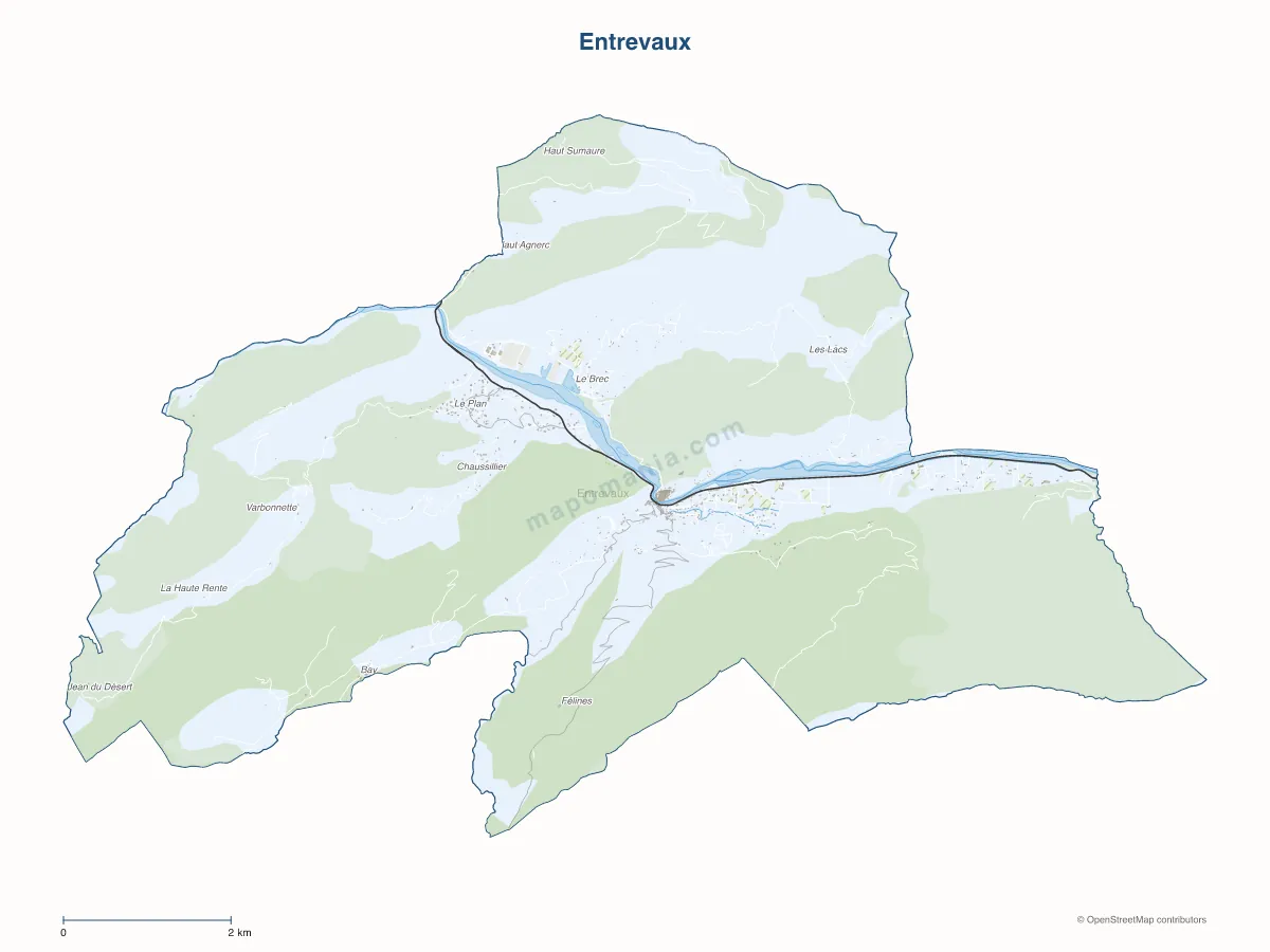 Carte de Entrevaux à personnaliser