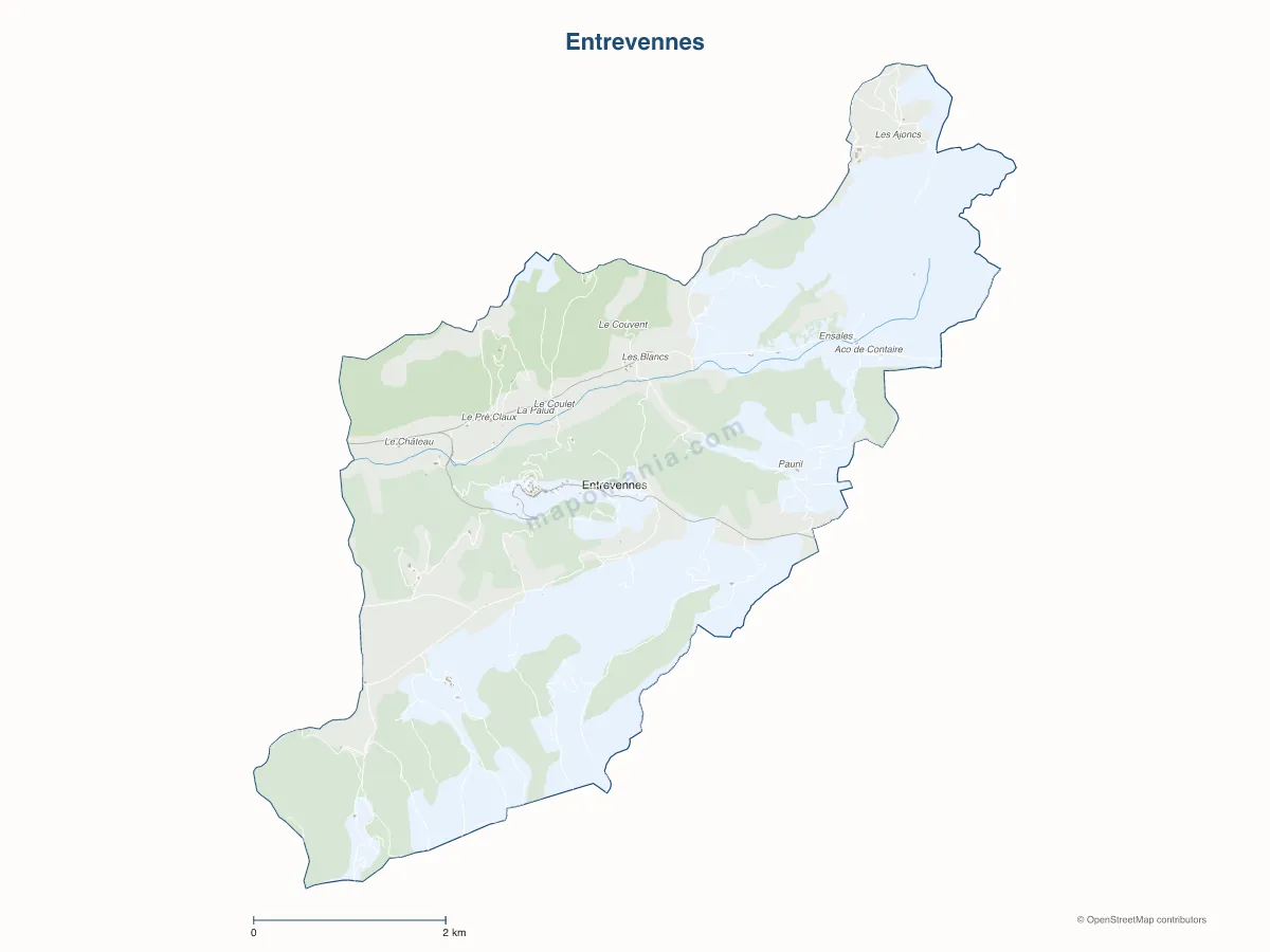 Carte de Entrevennes à personnaliser