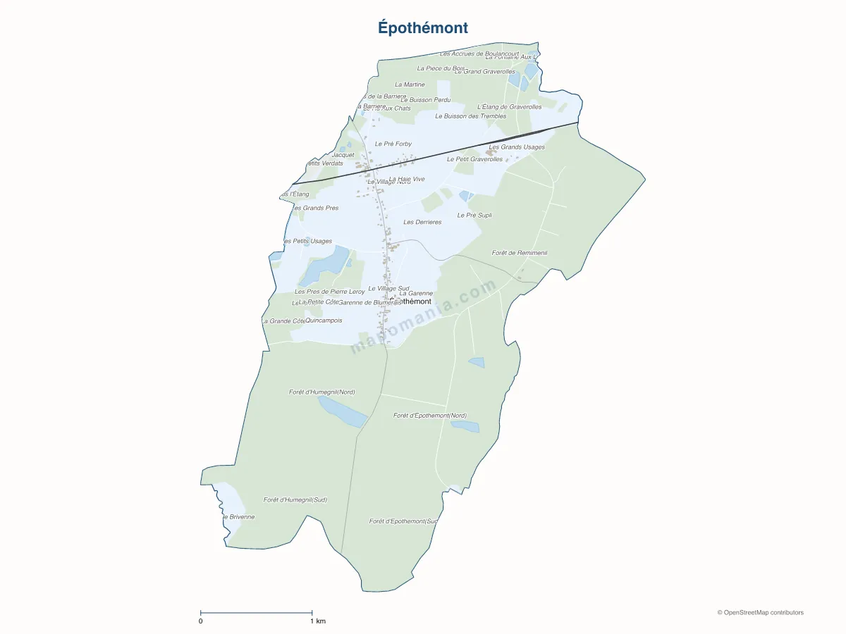Carte de Épothémont à personnaliser