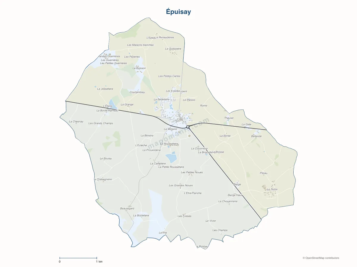 Carte de Épuisay à personnaliser