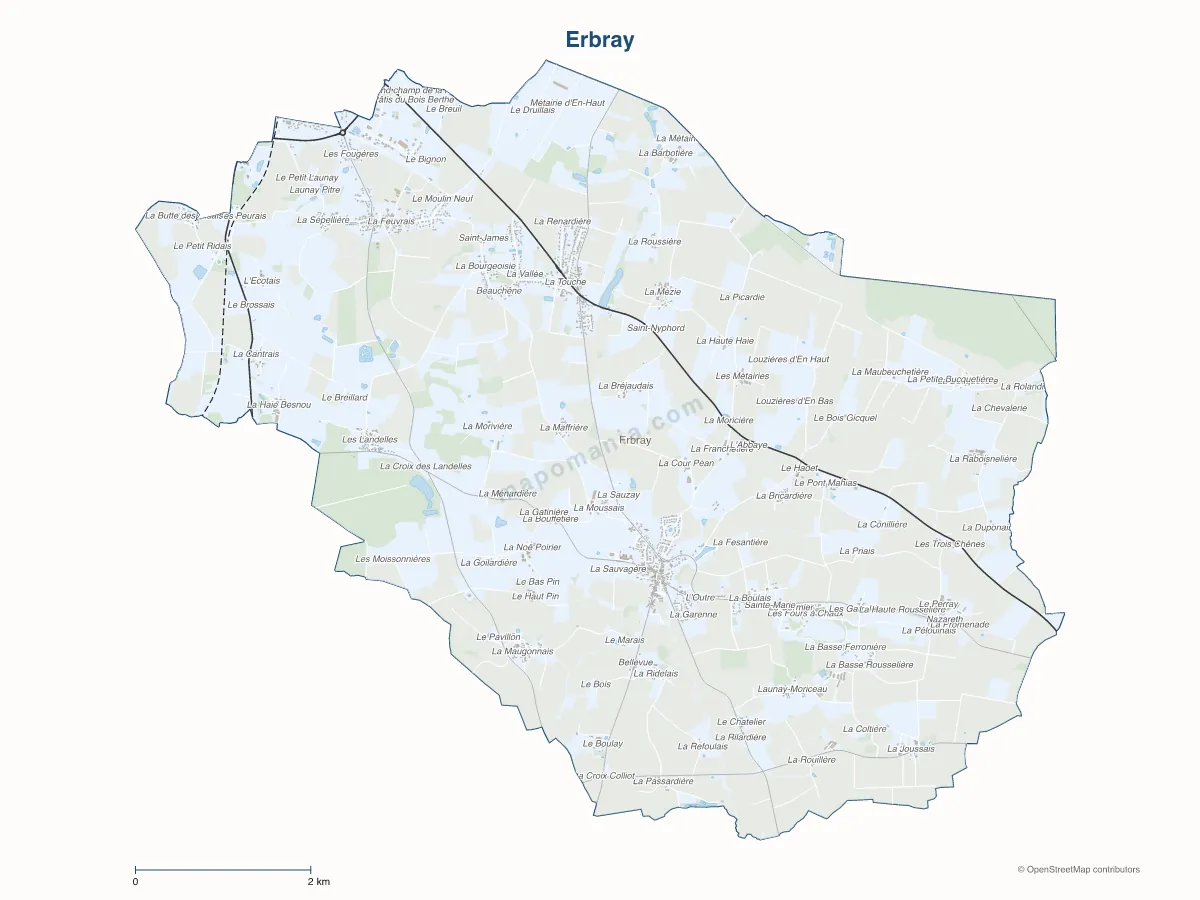 Carte de Erbray à personnaliser
