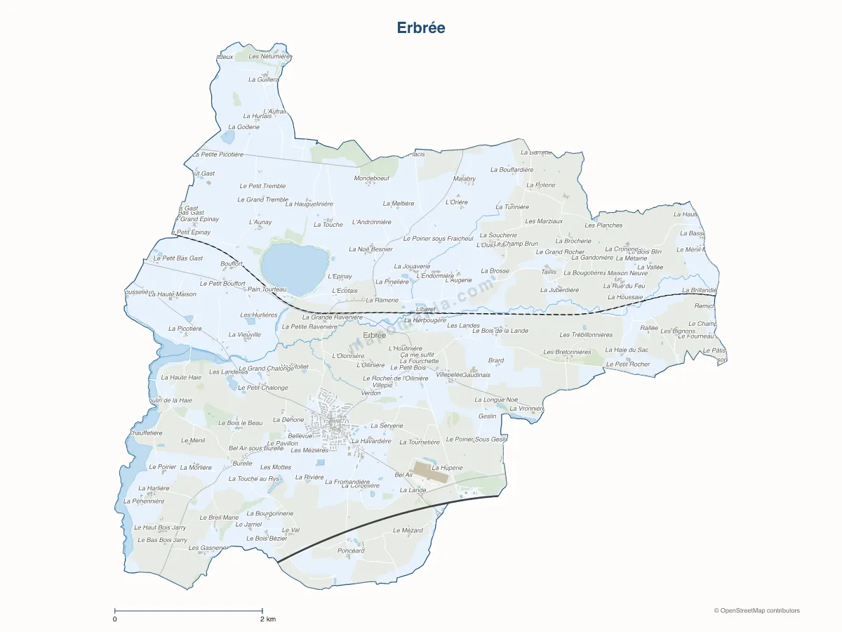 Carte de Erbrée à personnaliser