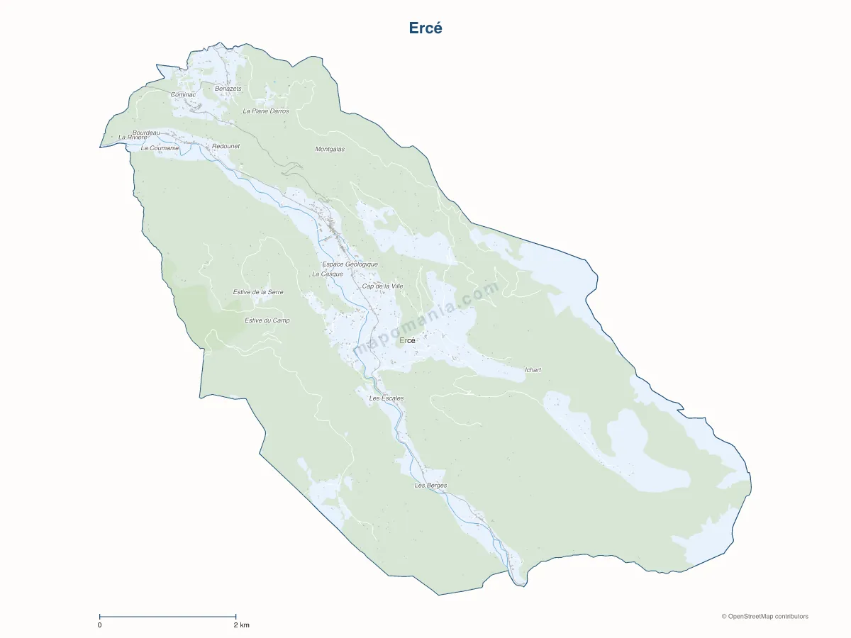 Carte de Ercé à personnaliser