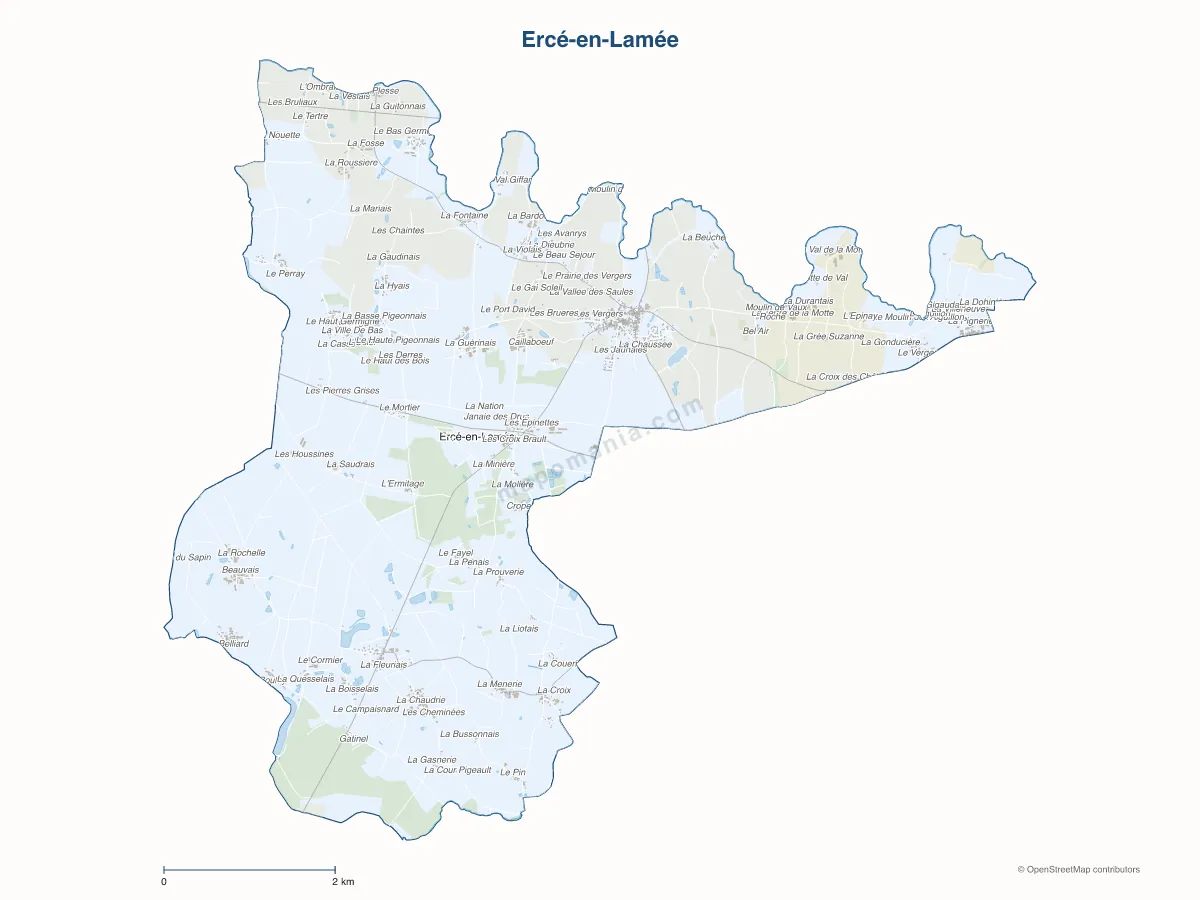 Carte de Ercé-en-Lamée à personnaliser