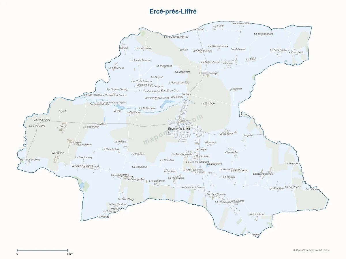 Carte de Ercé-près-Liffré à personnaliser