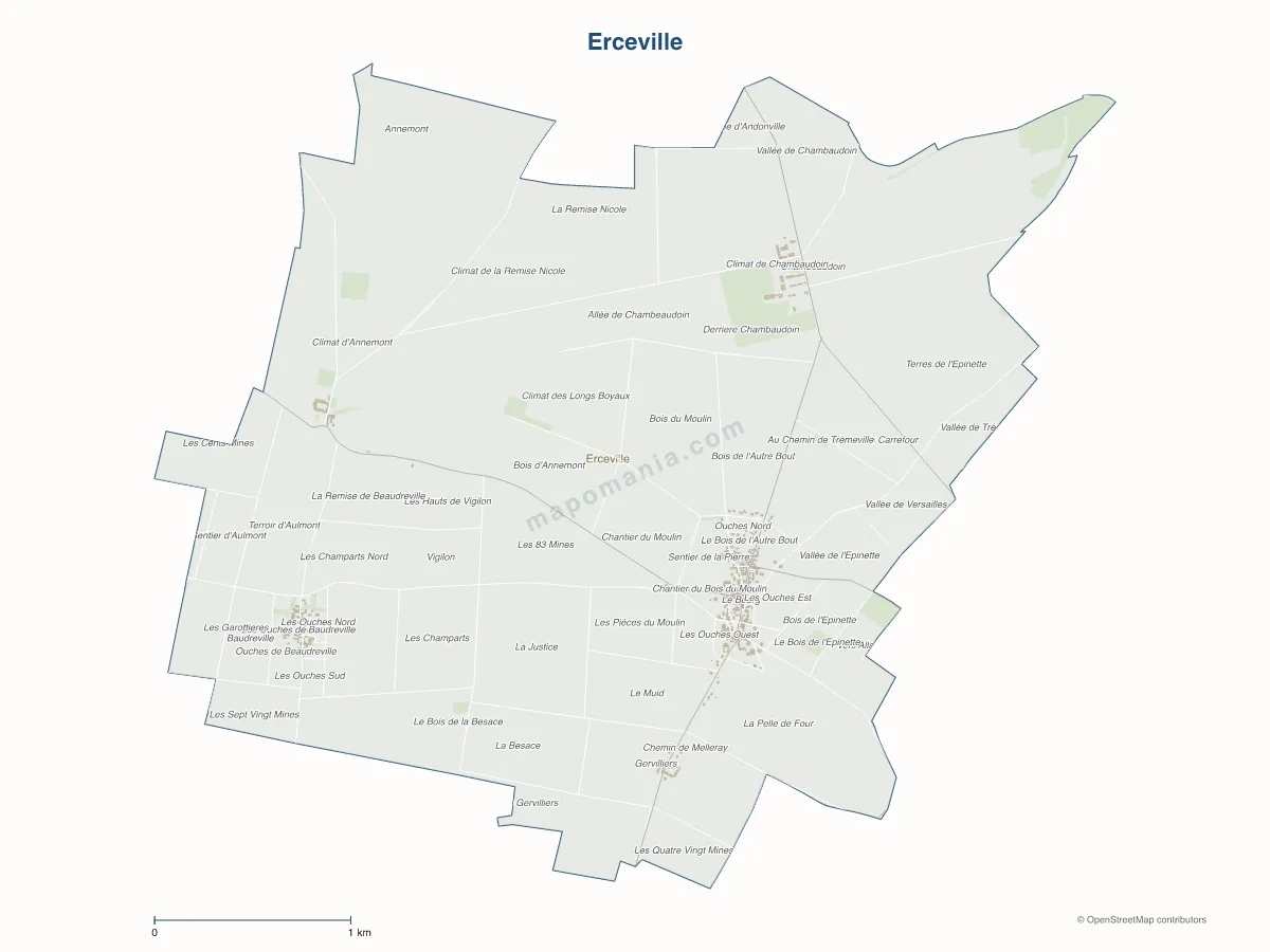 Carte de Erceville à personnaliser