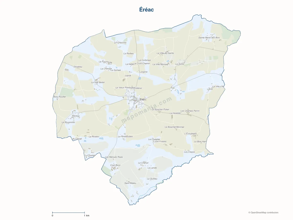 Carte de Éréac à personnaliser