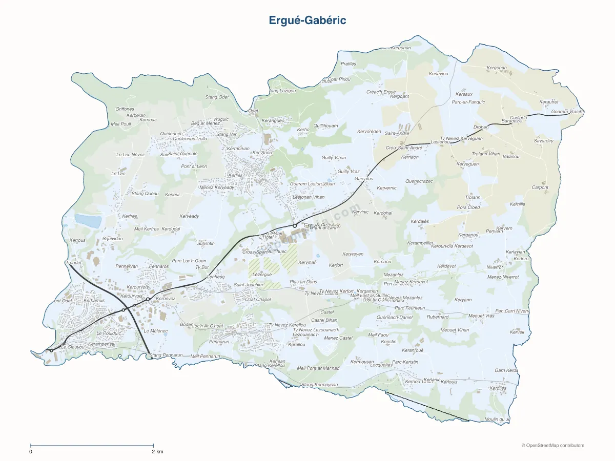 Carte de Ergué-Gabéric à personnaliser