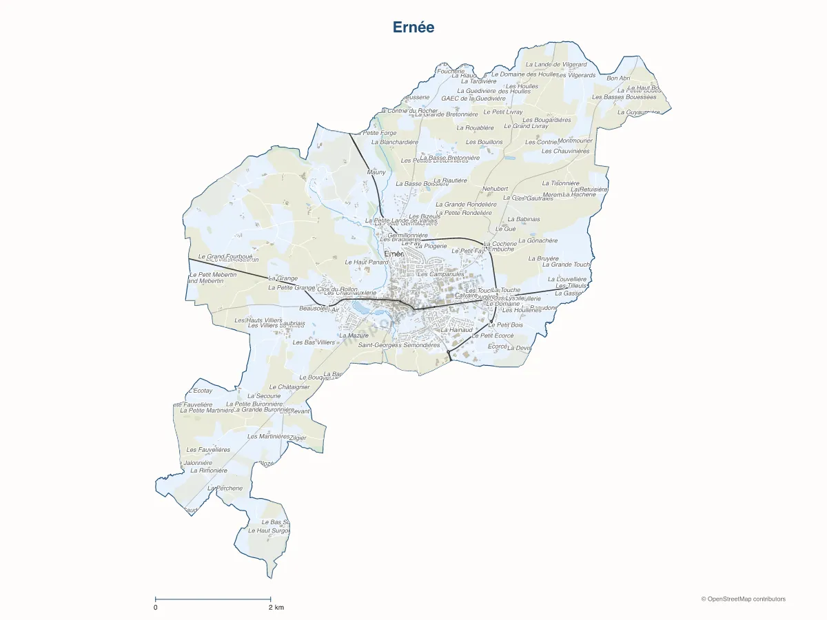 Carte de Ernée à personnaliser