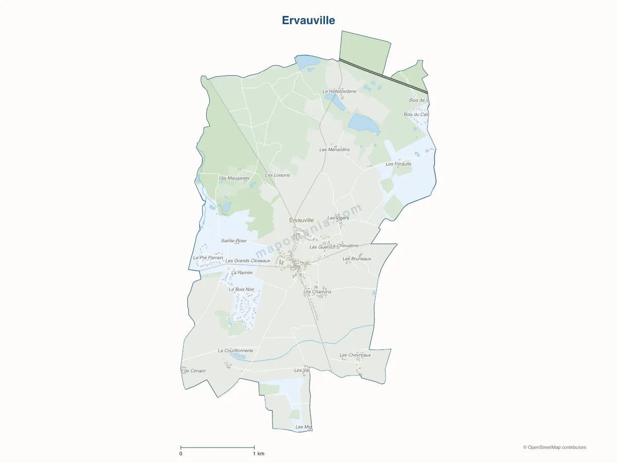 Carte de Ervauville à personnaliser
