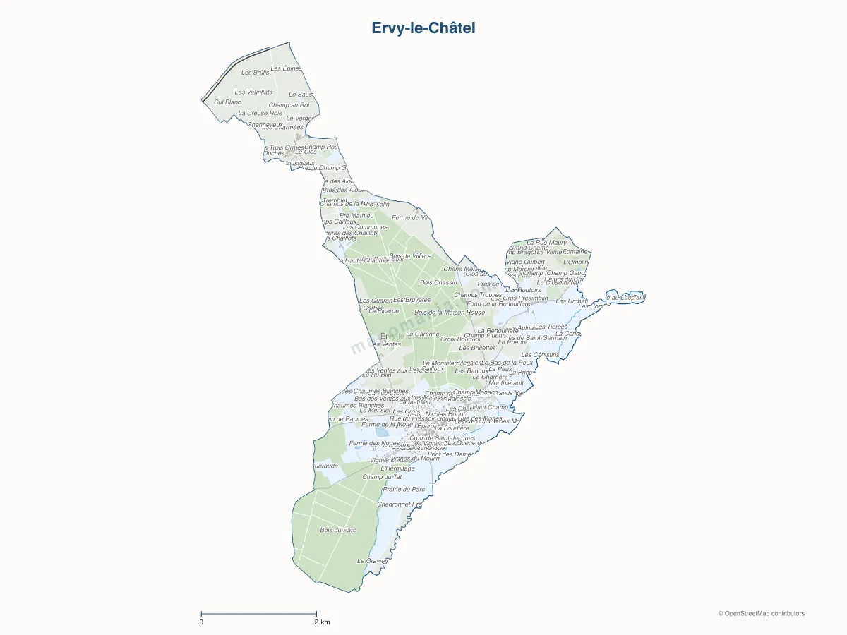 Carte de Ervy-le-Châtel à personnaliser